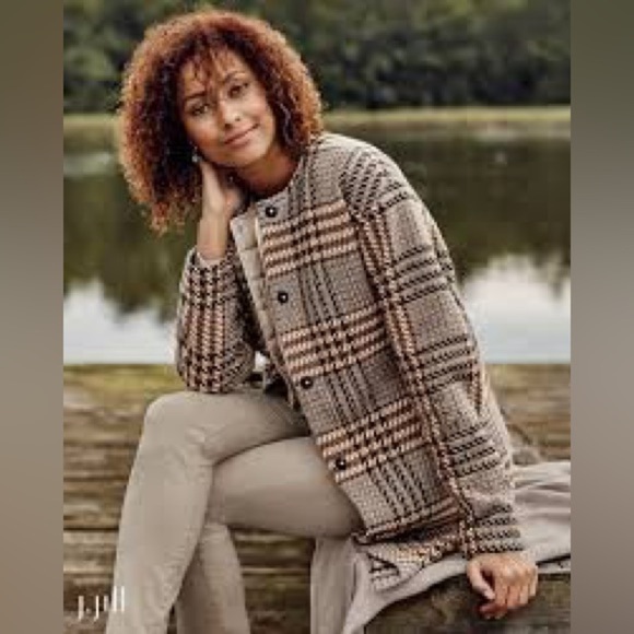 J Jill wool plaid longline jacket XL petite - Picture 3 of 12